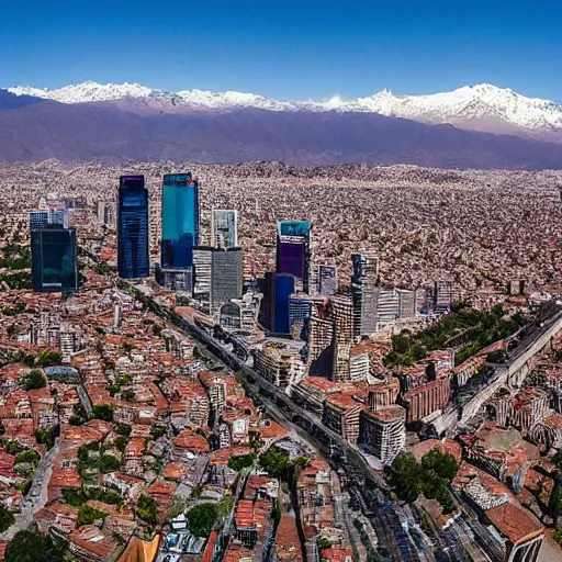 Image similar to santiago de chile, overhead drone shot