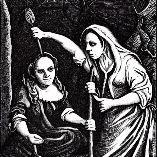 Prompt: witches, 1 7 0 0 s, found footage, highly detailed, high resolution, terrifying, horror