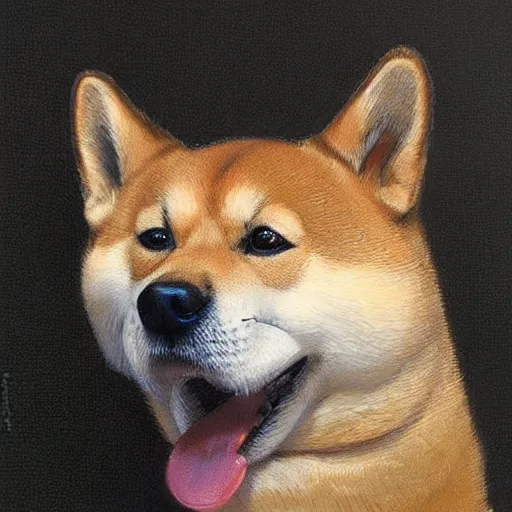 Image similar to Shiba Inu looking sad, portrait art by Donato Giancola and Bayard Wu, digital art, trending on artstation