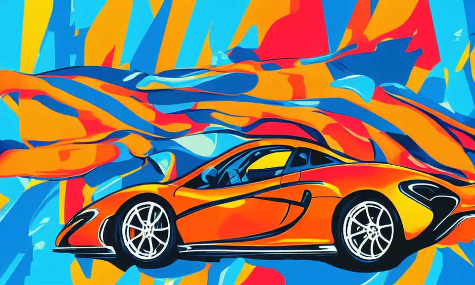 Image similar to pop art illustration of a mclaren p 1, abstract, adobe illustrator