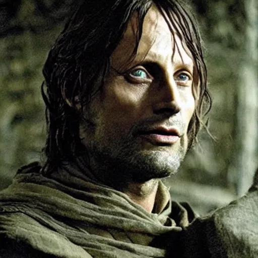 Image similar to mads mikkelsen as aragorn in lord of the rings