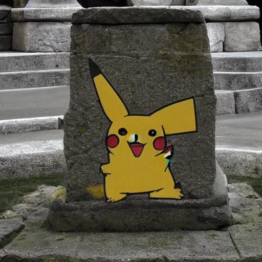 Image similar to ancient monument to Pikachu