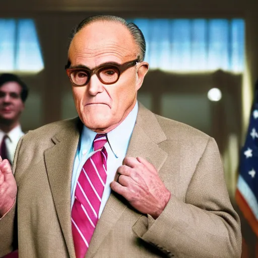 Image similar to film still of rudy giuliani in the new mean girls movie, 4 k