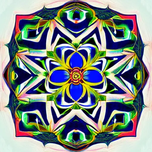 Prompt: abstract flower in the style of Escher