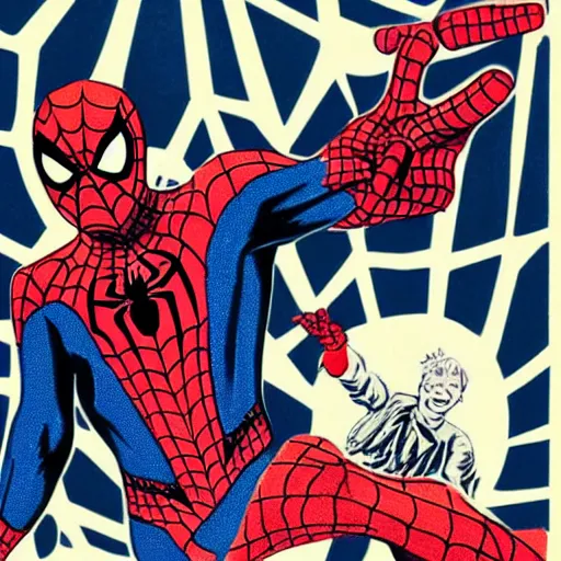 Prompt: Spider man in British propaganda poster