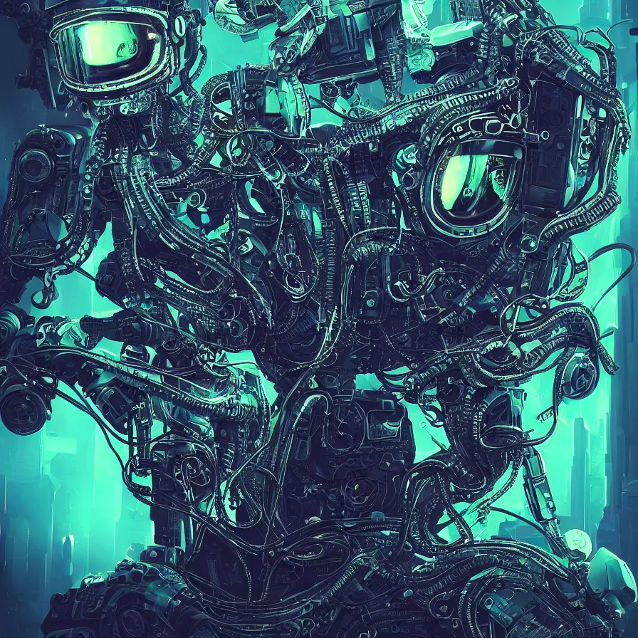 Image similar to portrait of a squid monster astronaut. full body portrait, intricate abstract. cyberpunk, intricate artwork. neon eyes, by Tooth Wu, wlop, beeple. octane render, trending on artstation, greg rutkowski very coherent symmetrical artwork. cinematic, hyper realism, high detail, octane render, 8k, minimalistic, hyperrealistic surrealism, award winning masterpiece with incredible details, a surreal vaporwave liminal space, highly detailed, trending on ArtStation