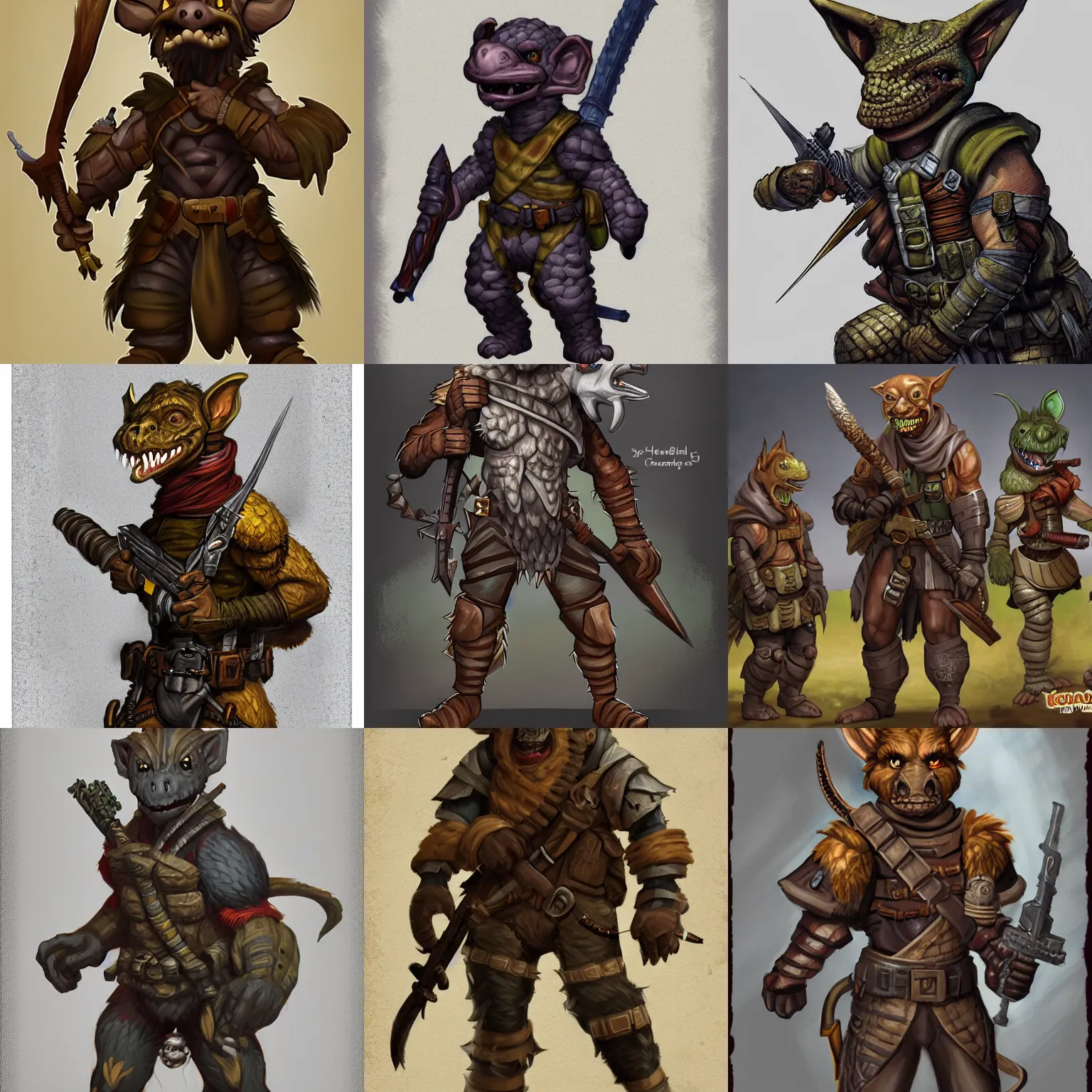 Prompt: kobold commando, d & d fantasy portrait concept art