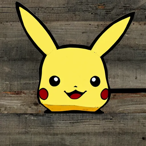 Image similar to Pikachu made out of planks