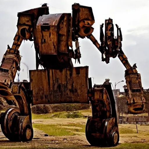 Prompt: giant ancient robots from 4 0 0 0 bc, rusted and broken