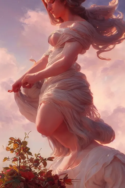 Image similar to goddess of the sweet land, highly detailed, digital painting, artstation, concept art, smooth, sharp focus, illustration, unreal engine 5, 8 k, art by artgerm and greg rutkowski and edgar maxence