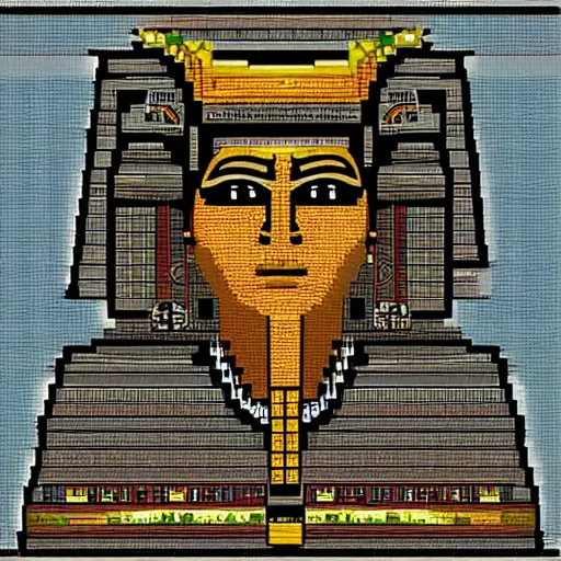 Prompt: pixel art of an ancient egypt spaceship