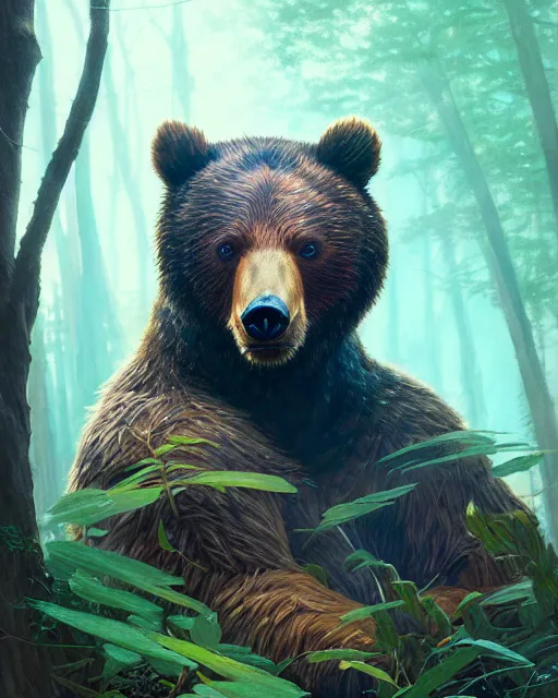 Prompt: highly detailed vfx portrait of a ferocious bear, stephen bliss, unreal engine, greg rutkowski, loish, rhads, beeple, makoto shinkai and lois van baarle, ilya kuvshinov, rossdraws, tom bagshaw, alphonse mucha, global illumination, detailed and intricate environment