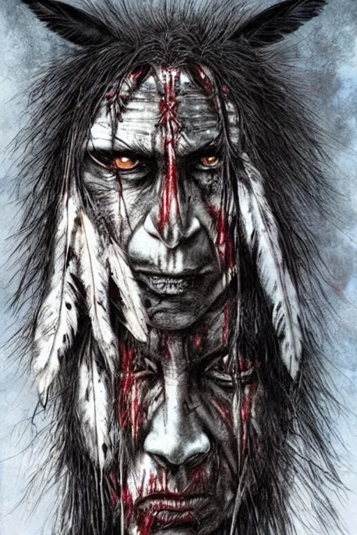 Image similar to mad native american skinwalker artwork by ben templesmith