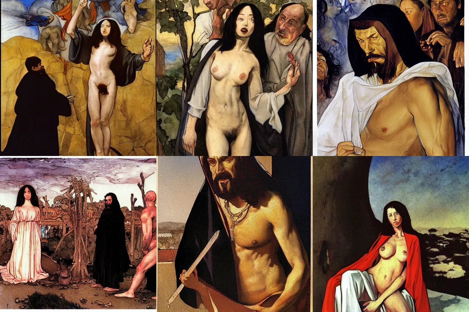 Prompt: surely some revelaton is at hand, surely the second coming is at hand. painting by diego velazquez and milo manara.