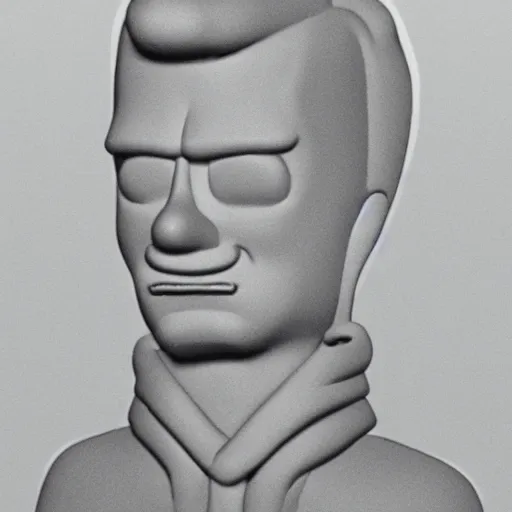 Image similar to portrait of philip j. fry from futurama, in the style of a clay model.