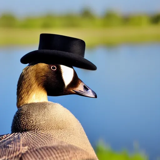 Image similar to Canadian Goose with a funny hat, Portrait Photo, Out of focus