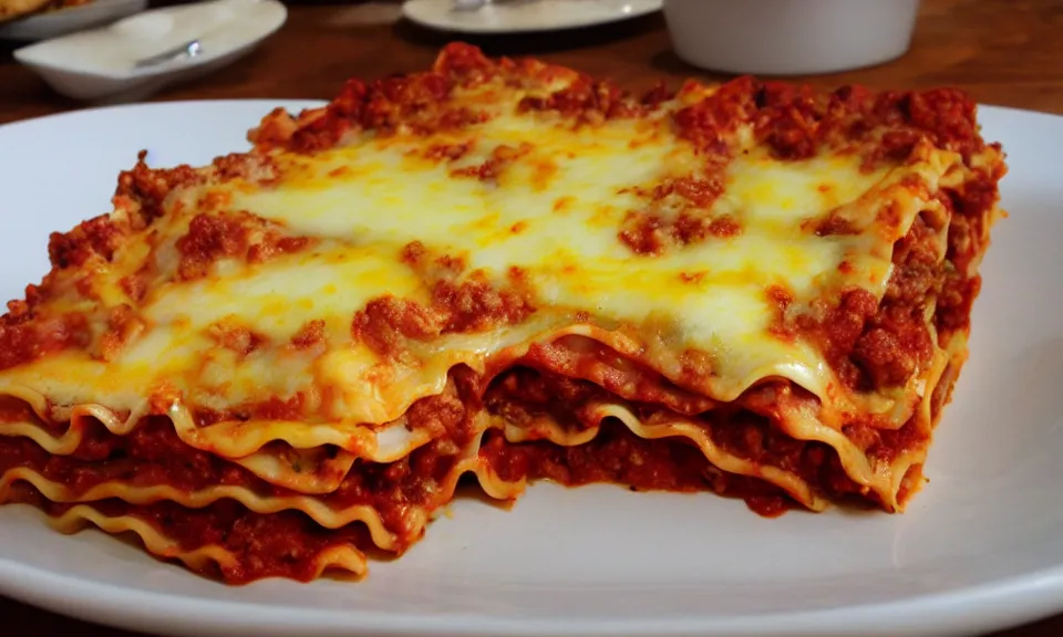 Image similar to lasagna cross - section, made out of wood, delicious