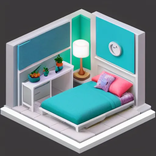 Prompt: isometric 3D blender cute miniature room