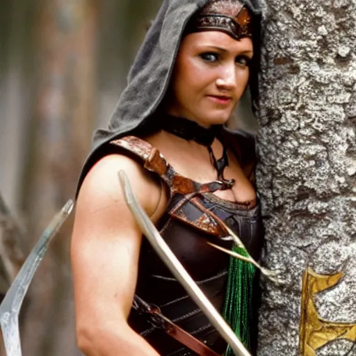 Image similar to photo of female robin hood amazon warrior