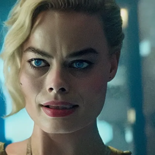 Image similar to film still of Margot Robbie as Star Lord in Guardians of the Galaxy