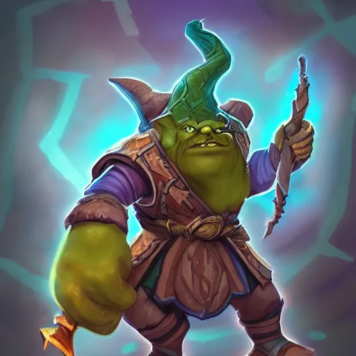 Image similar to a small ogre wizard, hearthstone, concept illustartion, character art,