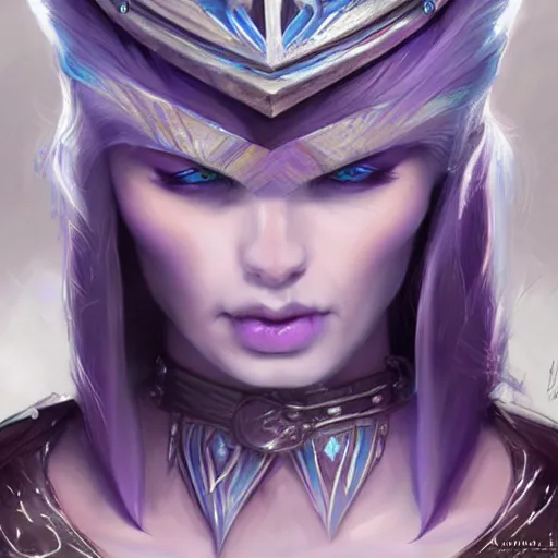 Image similar to Ice Sorceress, arrogant, Magic the Gathering, fantasy, portrait, highly detailed, digital painting, artstation, concept art, sharp focus, illustration, art by artgerm and livia prima and magali villeneuve, blue white and purple color scheme