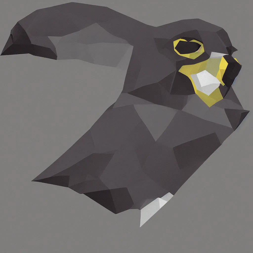 Prompt: Falcon bird face, low poly effect, 2d