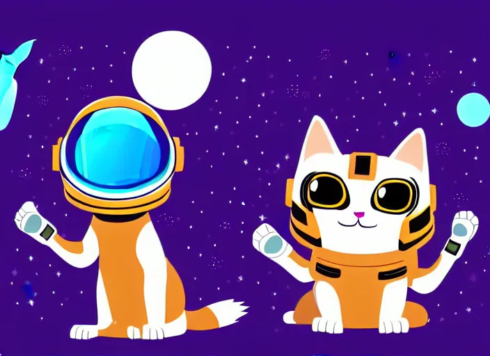 Image similar to digital art vector cat with space helmet scifi!!! detailed wallpaper trending on artstation