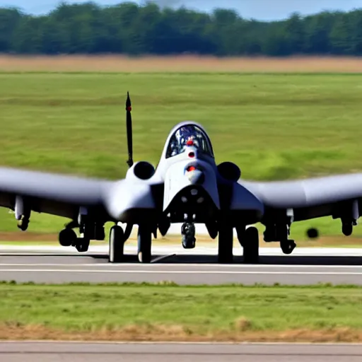 Prompt: A10 warthog bomber on the runway