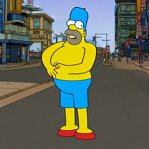 Prompt: photo of homer simpson as a human being on a street, not yellow, face shaped like homer simpson, photorealistic, 8 k, unreal engine