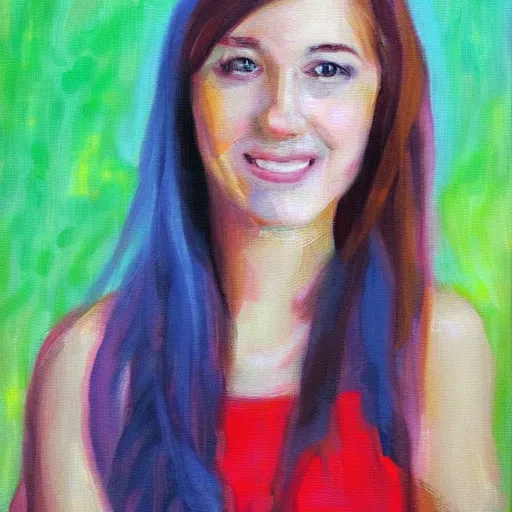 Prompt: an impressionistic painting of youtube sara dietschy, hyperdetailed, hyper realistic