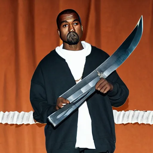 Image similar to Kanye West holding a sword