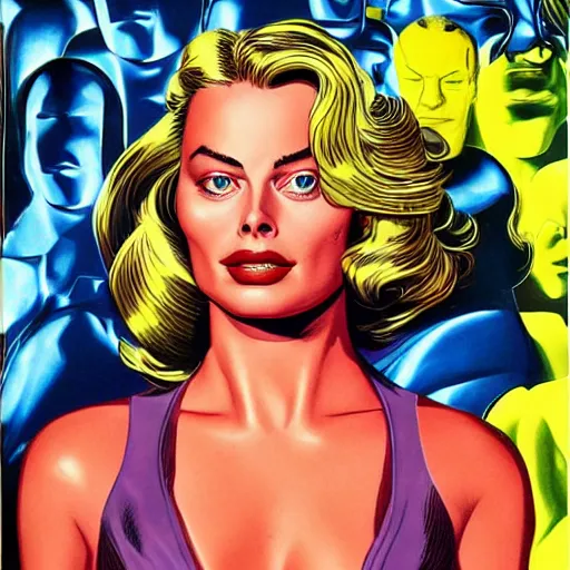 Image similar to margot robbie by artgem by brian bolland by alex ross by artgem by brian bolland by alex rossby artgem by brian bolland by alex ross by artgem by brian bolland by alex ross