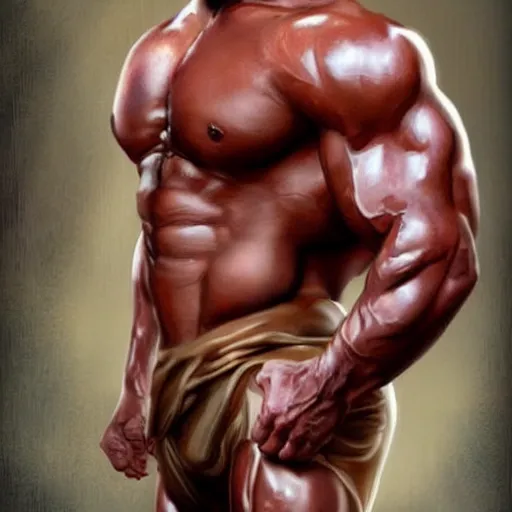 Image similar to digustingly muscular bodybuilder. fantasy art