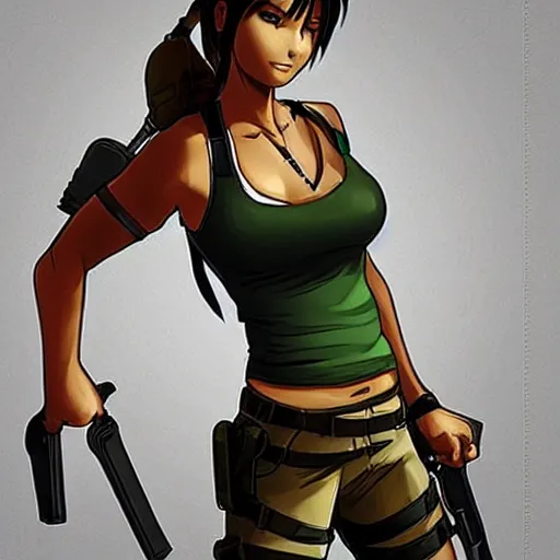 Prompt: “A high quality, full body, anime illustration of Lara Croft, from Tomb Raider Legend, created by Keiichi Arawi”