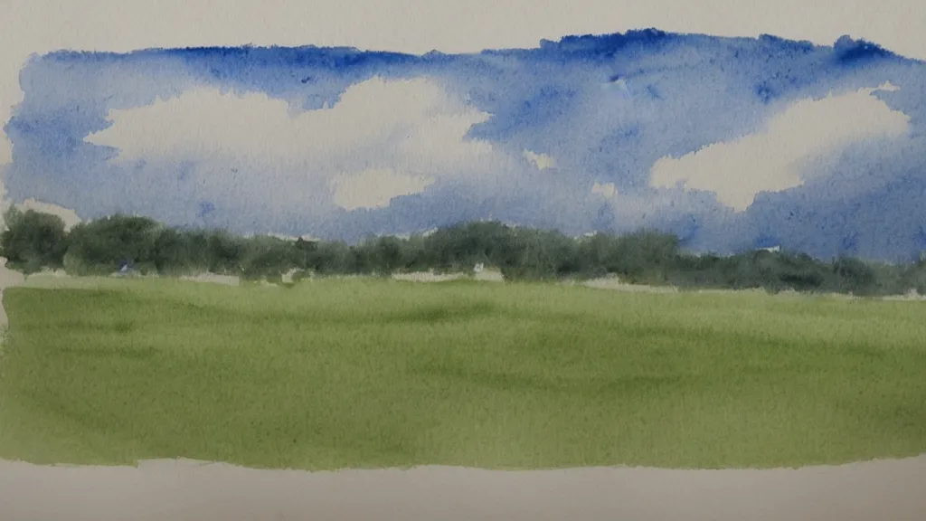 Prompt: a Watercolor drawing of a field