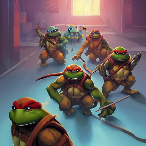 Image similar to hero world teenage mutant ninja turtles, behance hd by jesper ejsing, by rhads, makoto shinkai and lois van baarle, ilya kuvshinov, rossdraws global illumination