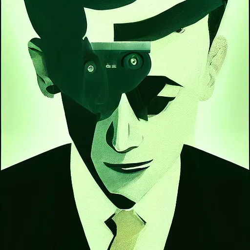 Image similar to dale cooper from twin peaks by dave mckean, hayao miyazaki, makoto shinkai takashi takeuchi, dramatic lighting, retro futurism, detailed, cgsociety, 5 0 s aesthetic,