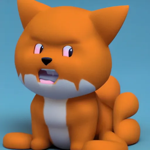 Prompt: an adorable cat dog fire pokemon like growlithe. very cute friendly. fluffy. beautiful. digital render.