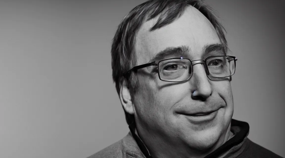 Image similar to portrait of Linus Torvalds taked by Annie Leibovitz