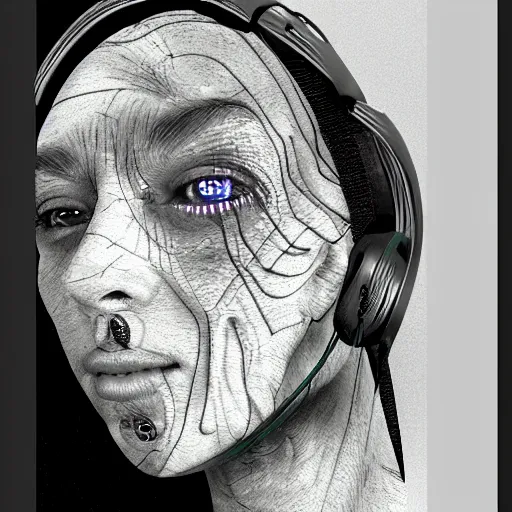 Prompt: photorealistic portrait of a real alien playing with maxmsp