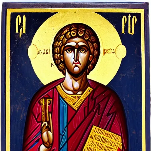 Prompt: Apollo the Olympian, Byzantine Orthodox icon