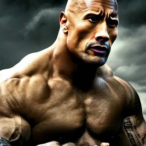 Image similar to Dwayne Johnson, intense stare, sharp, highly detailed, Hollywood movie still