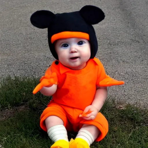 Image similar to cute baby chick dressed as an inmate