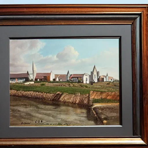 Prompt: painting of a small town in rural Ireland, by Aleksander Rostov