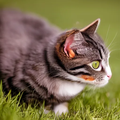 Prompt: A picture of a cute pet cat with pheasant feathers on the body, award winning, stunning, 8k