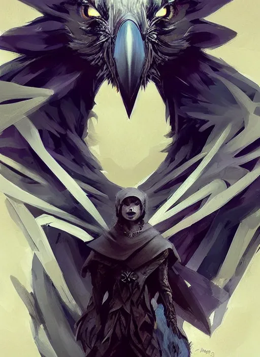 Prompt: anthropomorphic raven portrait, cloak, game design fanart by concept artist gervasio canda, behance hd by jesper ejsing, by rhads, h. r. giger, makoto shinkai and lois van baarle, ilya kuvshinov