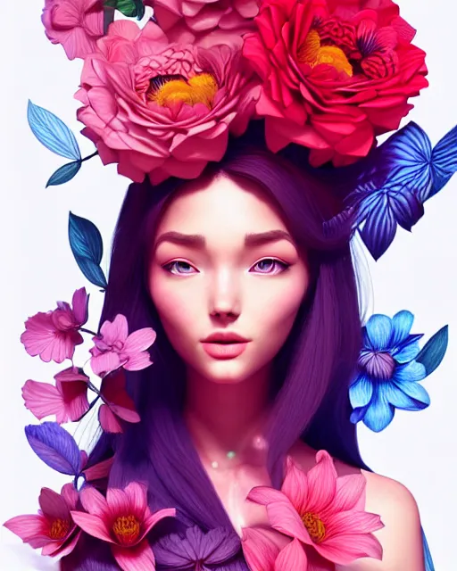 Image similar to richly detailed color illustration of a rotocoped-animation-of-flowers-flowing illustrated by Artgerm and Mina Petrovic and Timothy Kong and Marina Federovna. 3D shadowing