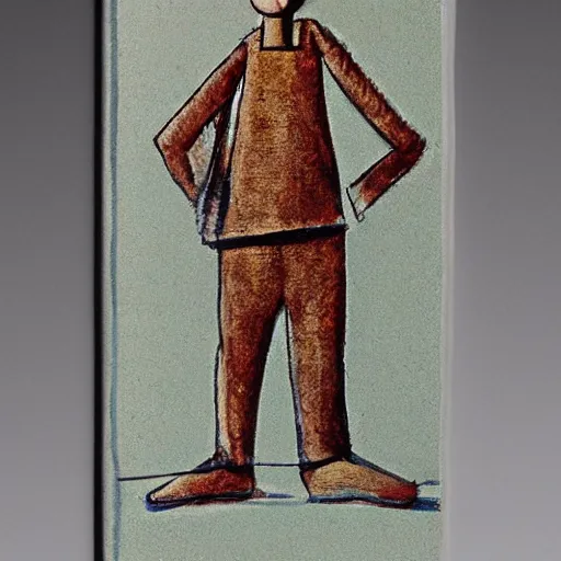 Image similar to A standing man, in the style of Antonio Berni