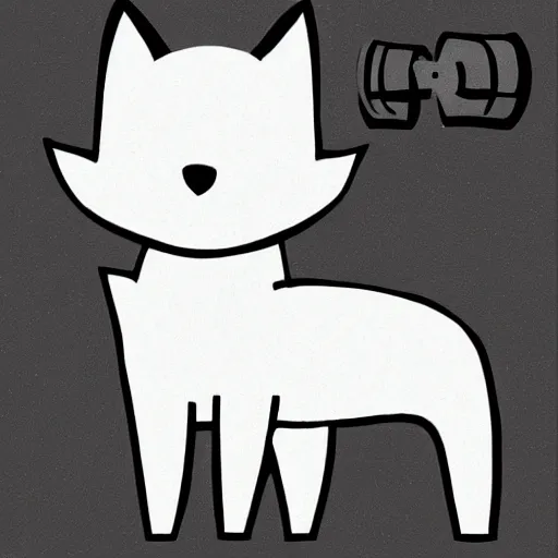 Prompt: fox with dumbbell art illustration